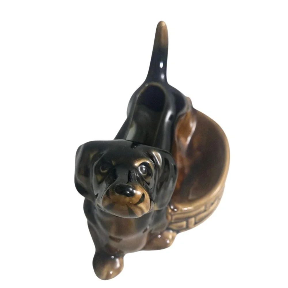 Vintage Dachshund Dog Planter Ceramic Valet Catch-all Dish MCM Dresser Caddy
